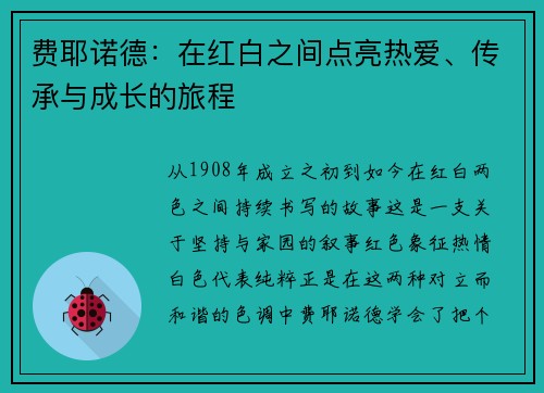 费耶诺德：在红白之间点亮热爱、传承与成长的旅程